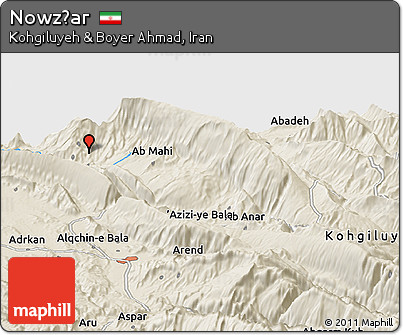 Shaded Relief Panoramic Map of Nowz̄ar