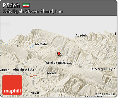Shaded Relief Panoramic Map of Pādeh