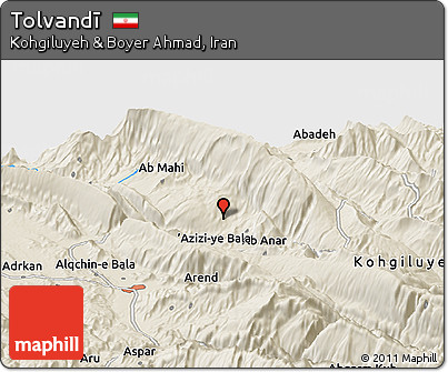 Shaded Relief Panoramic Map of Tolvandī