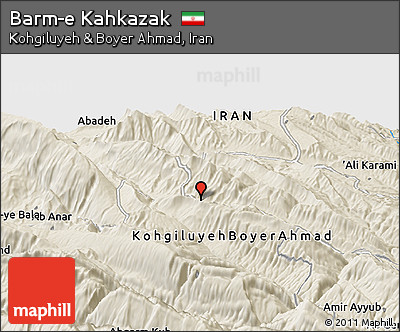 Shaded Relief Panoramic Map of Barm-e Kahkazak
