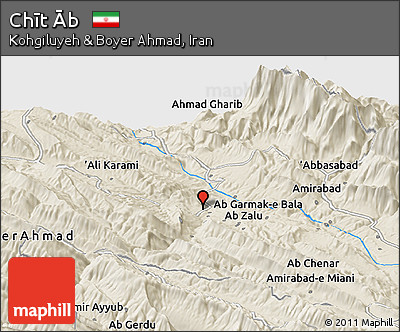 Shaded Relief Panoramic Map of Chīt Āb