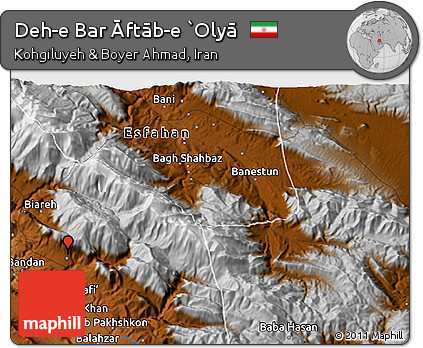 Physical 3D Map of Deh-e Bar Āftāb-e `Olyā