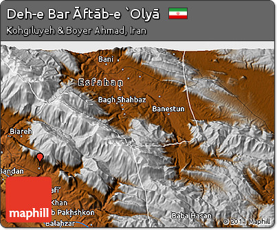Physical 3D Map of Deh-e Bar Āftāb-e `Olyā