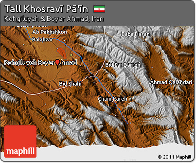 Physical 3D Map of Tall Khosravī Pā'īn