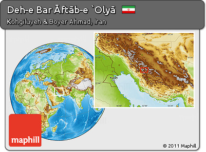 Physical Location Map of Deh-e Bar Āftāb-e `Olyā