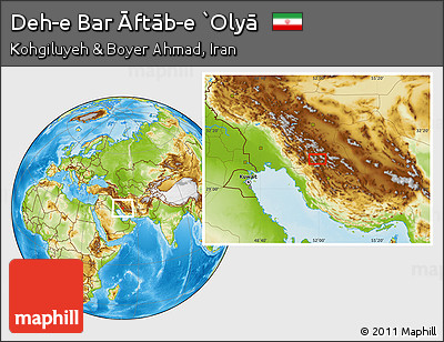 Physical Location Map of Deh-e Bar Āftāb-e `Olyā