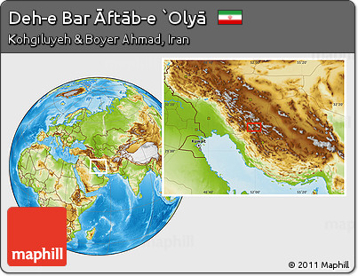 Physical Location Map of Deh-e Bar Āftāb-e `Olyā