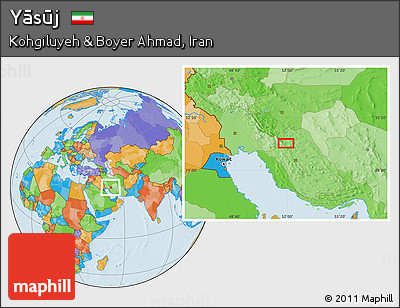 Political Location Map of Yāsūj