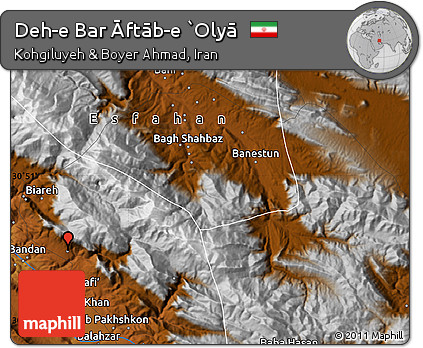 Physical Map of Deh-e Bar Āftāb-e `Olyā