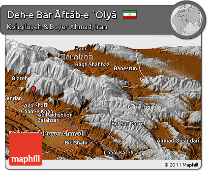 Physical Panoramic Map of Deh-e Bar Āftāb-e `Olyā