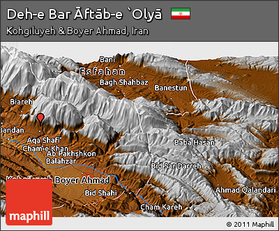 Physical Panoramic Map of Deh-e Bar Āftāb-e `Olyā