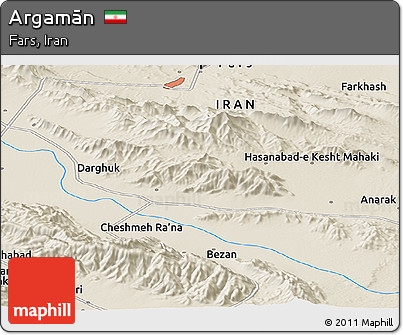 Shaded Relief Panoramic Map of Argamān