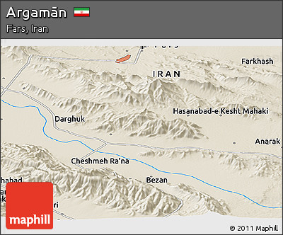 Shaded Relief Panoramic Map of Argamān