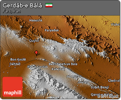 Physical 3D Map of Gerdāb-e Bālā