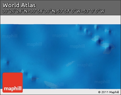 Physical 3D Map of the Area around 30° 42' 29" N, 53° 28' 30" W