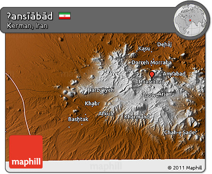 Physical 3D Map of Ḩansīābād