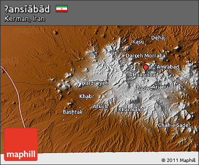 Physical 3D Map of Ḩansīābād