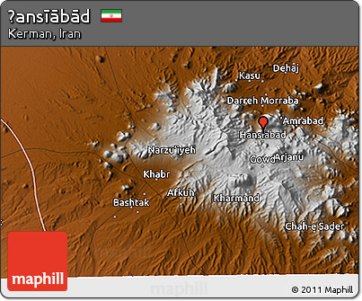 Physical 3D Map of Ḩansīābād