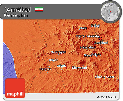 Political 3D Map of `Amrābād