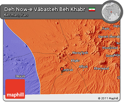 Political 3D Map of Deh Now-e Vābasteh Beh Khabr