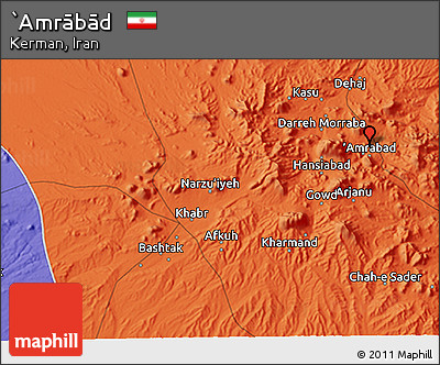 Political 3D Map of `Amrābād
