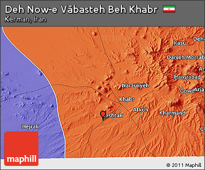 Political 3D Map of Deh Now-e Vābasteh Beh Khabr