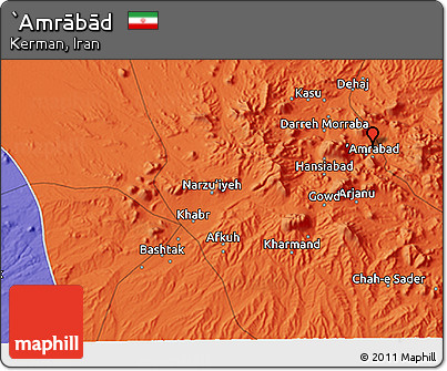 Political 3D Map of `Amrābād
