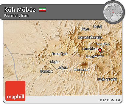 Satellite 3D Map of Kūh Mūbāz