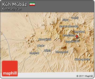 Satellite 3D Map of Kūh Mūbāz