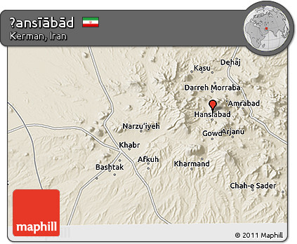 Shaded Relief 3D Map of Ḩansīābād