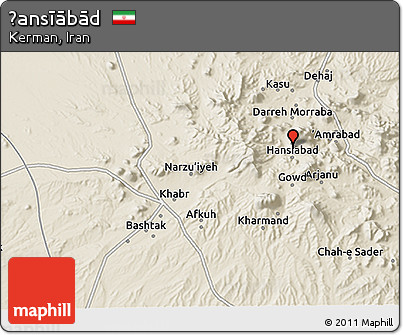 Shaded Relief 3D Map of Ḩansīābād