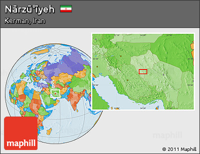 Political Location Map of Nārzū'īyeh