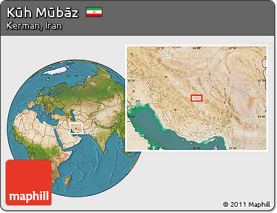 Satellite Location Map of Kūh Mūbāz