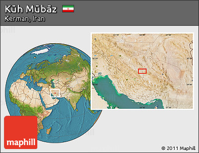 Satellite Location Map of Kūh Mūbāz