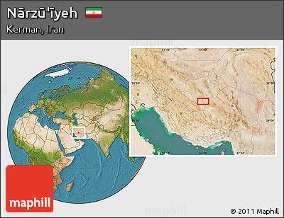 Satellite Location Map of Nārzū'īyeh