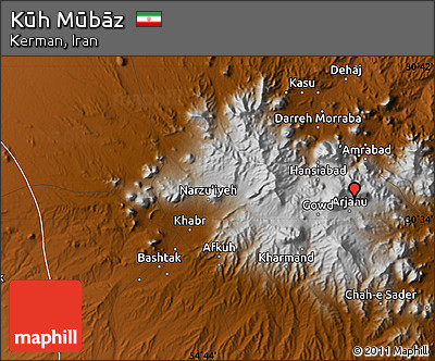 Physical Map of Kūh Mūbāz