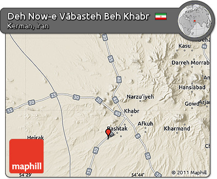 Shaded Relief Map of Deh Now-e Vābasteh Beh Khabr