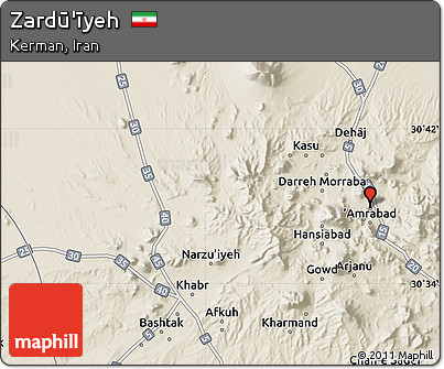 Shaded Relief Map of Zardū'īyeh