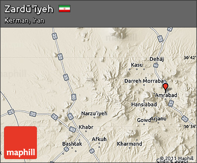 Shaded Relief Map of Zardū'īyeh