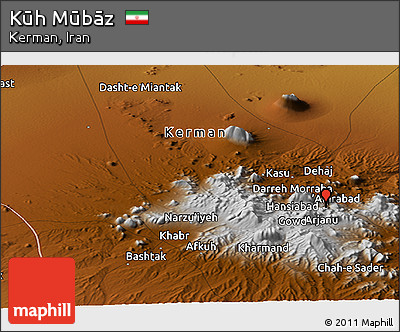Physical Panoramic Map of Kūh Mūbāz