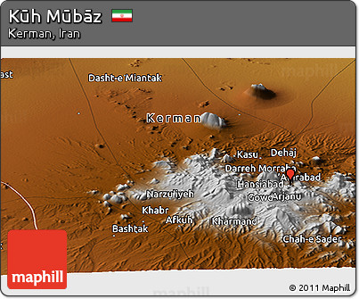 Physical Panoramic Map of Kūh Mūbāz