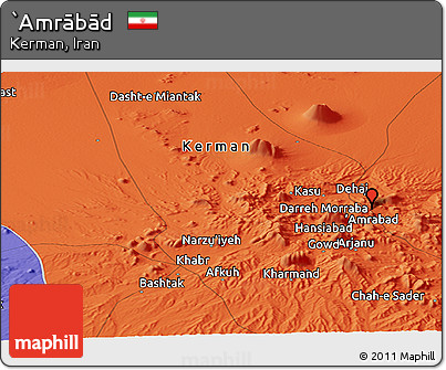 Political Panoramic Map of `Amrābād