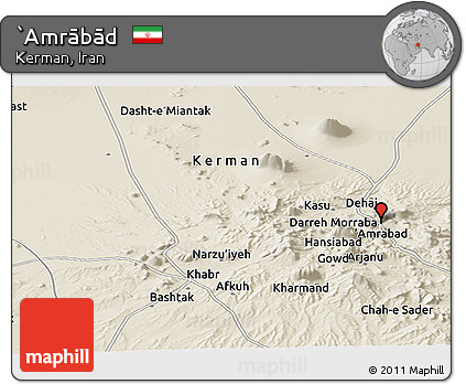 Shaded Relief Panoramic Map of `Amrābād