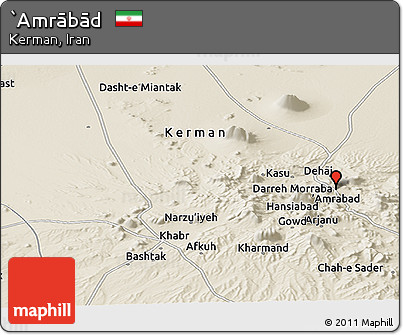 Shaded Relief Panoramic Map of `Amrābād