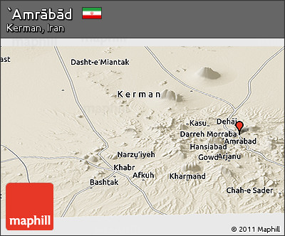 Shaded Relief Panoramic Map of `Amrābād
