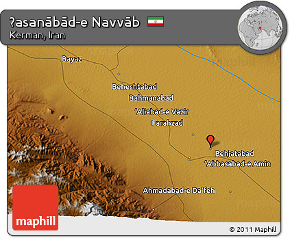 Physical 3D Map of Ḩasanābād-e Navvāb