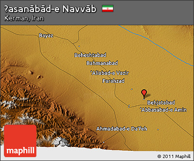 Physical 3D Map of Ḩasanābād-e Navvāb