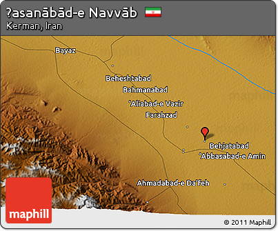 Physical 3D Map of Ḩasanābād-e Navvāb