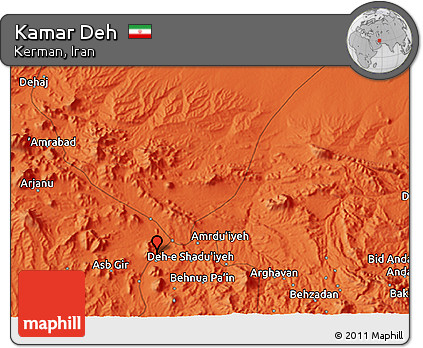 Political 3D Map of Kamar Deh