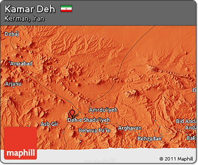 Political 3D Map of Kamar Deh